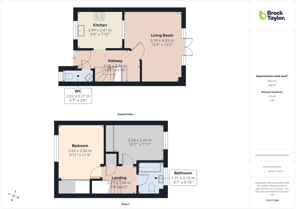 2 bed terraced house to rent in Park Farm Close, Horsham, RH12 - Property floorplan