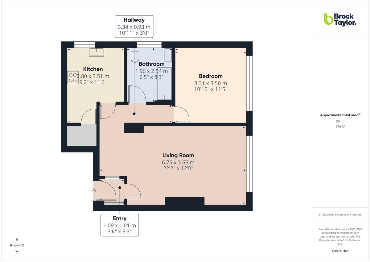 1 bed flat to rent in Bruce Avenue, Worthing - Property floorplan