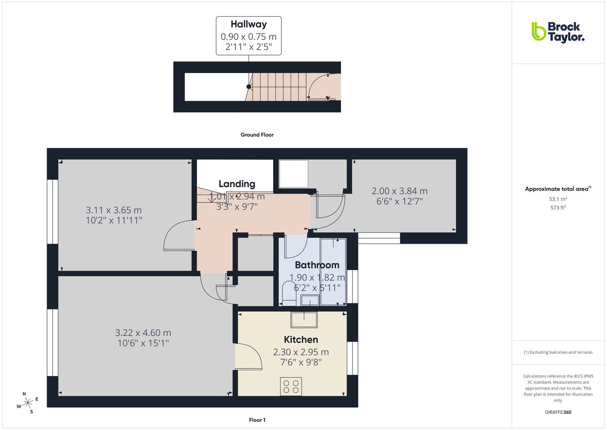 2 bed flat to rent in Laurel Walk, Horsham - Property floorplan