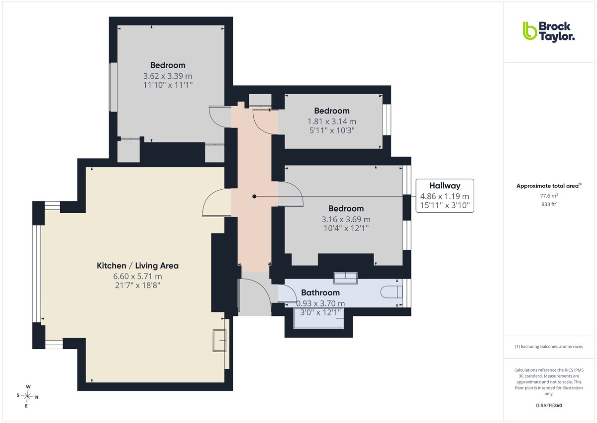 3 bed ground floor flat to rent in Mayes Park House, Warnham - Property floorplan