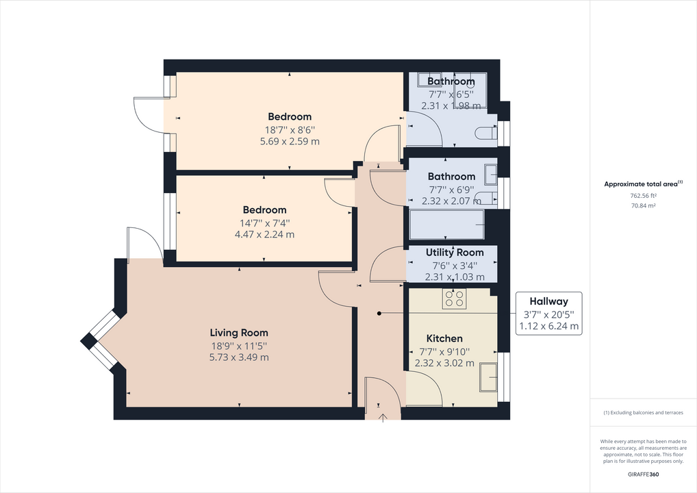 2 bed apartment for sale in Precision Court, Park Terrace East, Horsham - Property floorplan