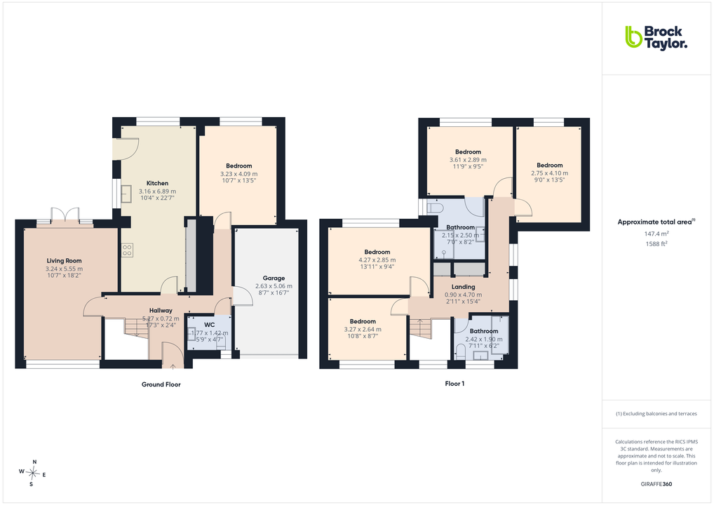 5 bed link detached house for sale in Dickins Way, Horsham, West Sussex - Property floorplan