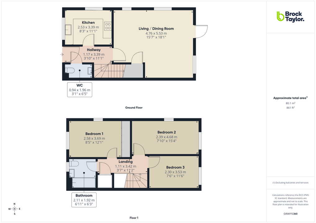 3 bed semi-detached house for sale in Onslow Walk, Broadbridge Heath, RH12 3XJ - Property floorplan