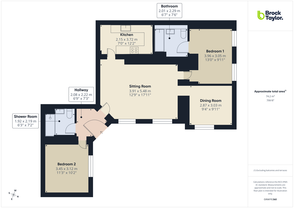 2 bed apartment for sale in The Apartment, Roffey Park, Forest Road, Horsham, West Sussex - Property floorplan