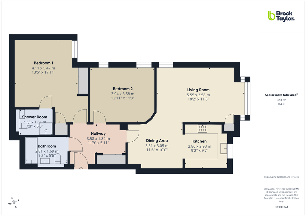 2 bed apartment for sale in Kentwyns Place , Kentwyns Drive, Horsham - Property floorplan