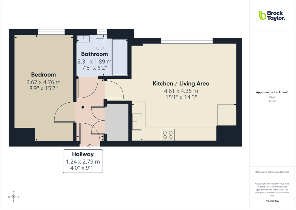 1 bed apartment for sale in Elm House, Rapley Rise, Southwater - Property floorplan