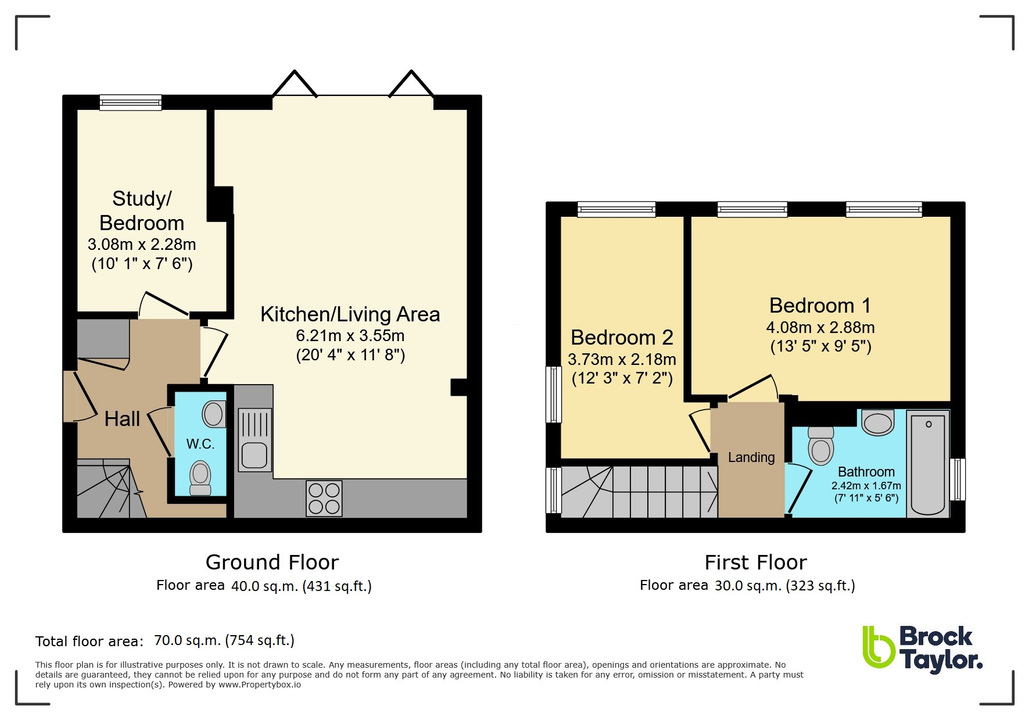 2 bed semi-detached house for sale in Timber Mill, Southwater - Property floorplan