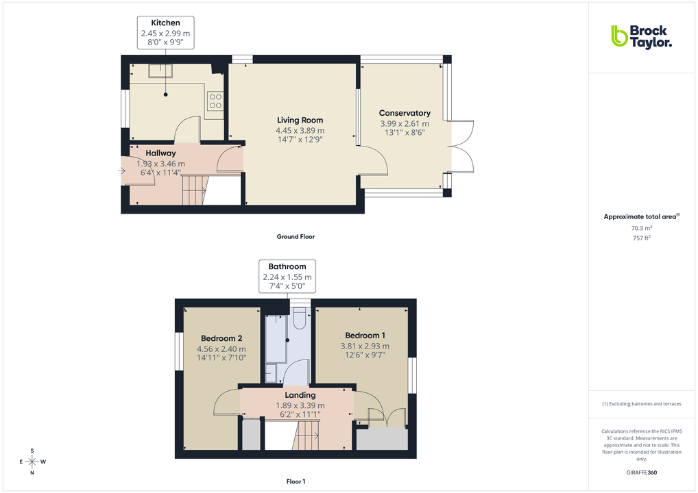 2 bed end of terrace house for sale in Platts Meadow, Billingshurst, West Sussex - Property floorplan