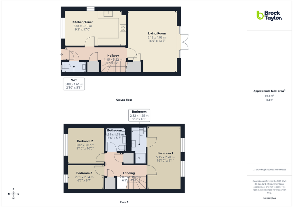 3 bed semi-detached house for sale in Mole Crescent, Faygate, Horsham - Property floorplan