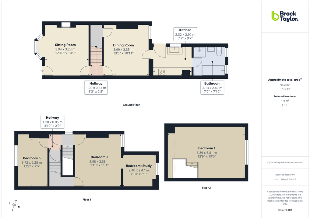 3 bed semi-detached house for sale in Crawley Road, Horsham, West Sussex - Property floorplan