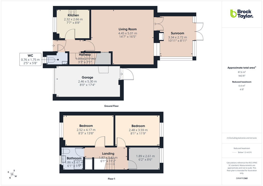 3 bed semi-detached house for sale in Oak Tree Way, Horsham, West Sussex - Property floorplan