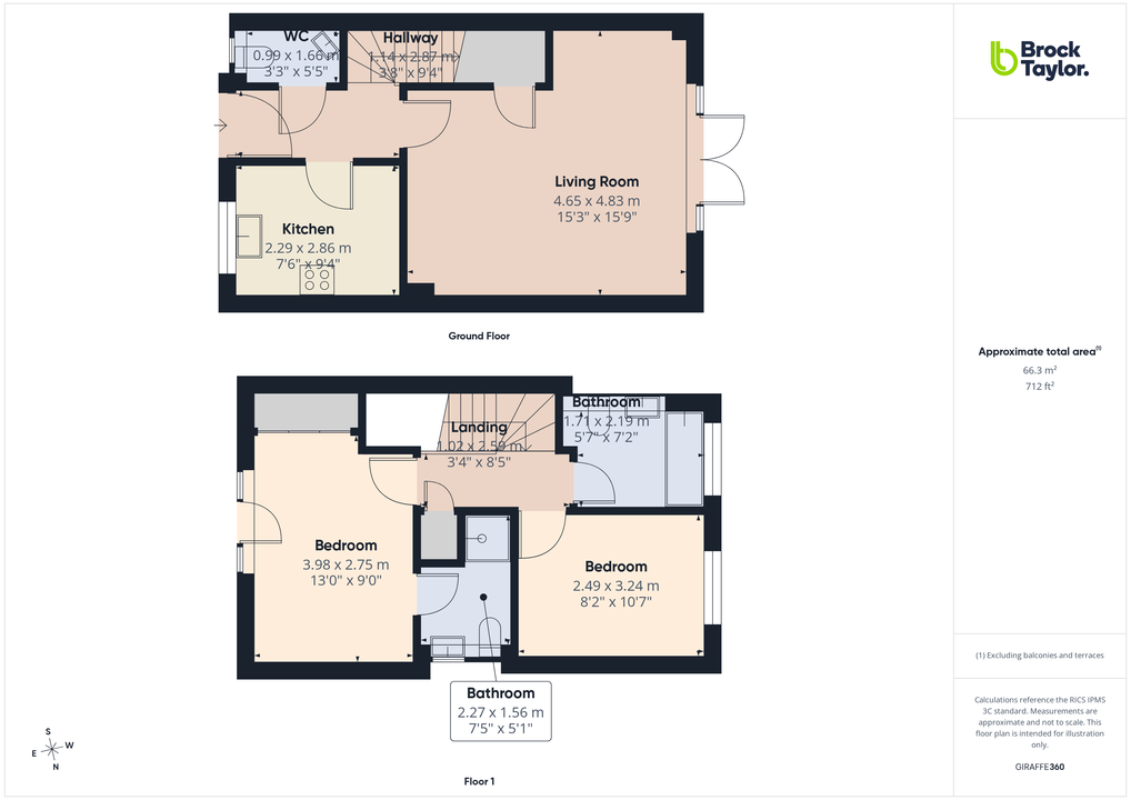 2 bed semi-detached house for sale in Bensons Hill Road, Pease Pottage, Crawley, West Sussex - Property floorplan