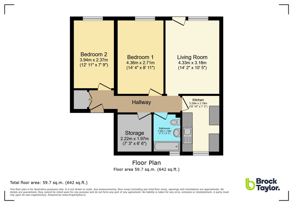 2 bed apartment for sale in Serrin Way, Horsham - Property floorplan