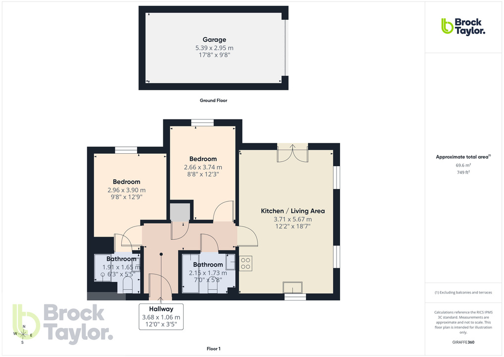 2 bed apartment for sale in Deers Leap, Haywards Heath - Property floorplan