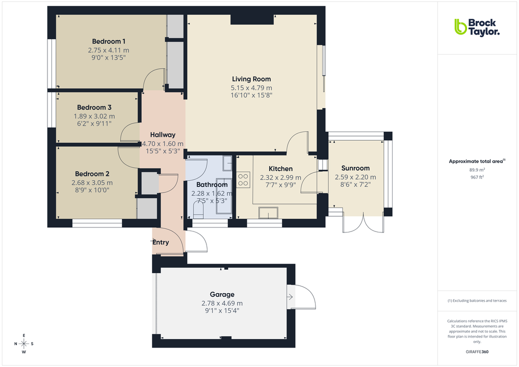 3 bed detached bungalow for sale in Lambs Farm Road, Horsham - Property floorplan