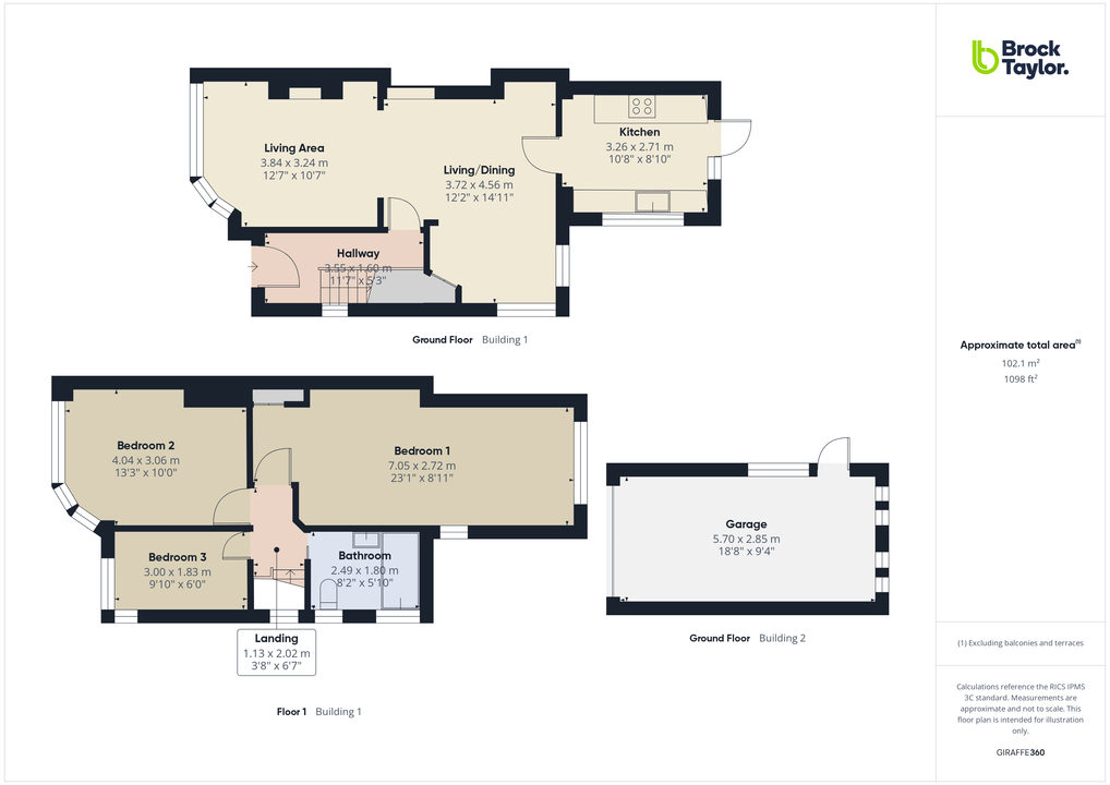 3 bed semi-detached house for sale in Rushams Road, Horsham, West Sussex - Property floorplan