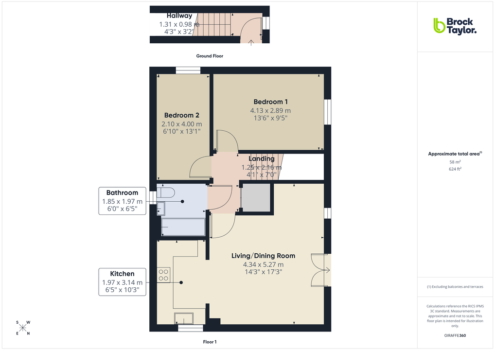 2 bed apartment for sale in Stans Way, Horsham - Property floorplan
