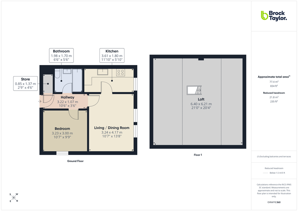 1 bed apartment for sale in Lane House, Station Road, Horsham, RH13 5RB - Property floorplan