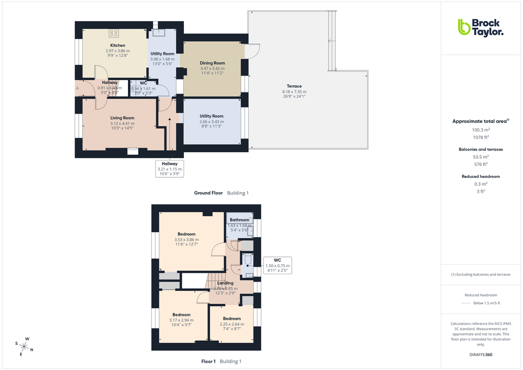 3 bed terraced house for sale in Sullington Mead, Broadbridge Heath, Horsham, West Sussex - Property floorplan