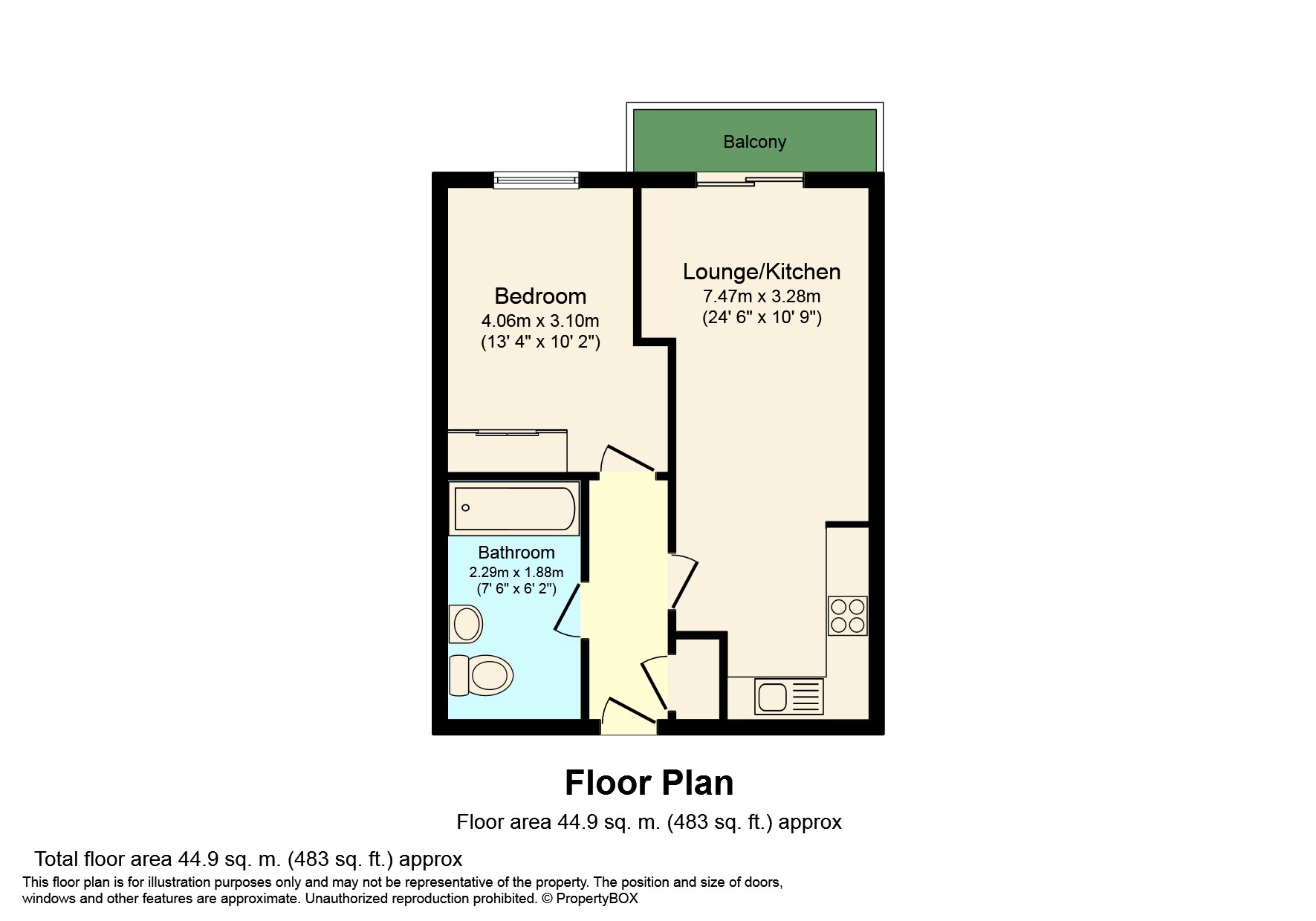 1 bed apartment for sale in North Street, Horsham - Property floorplan