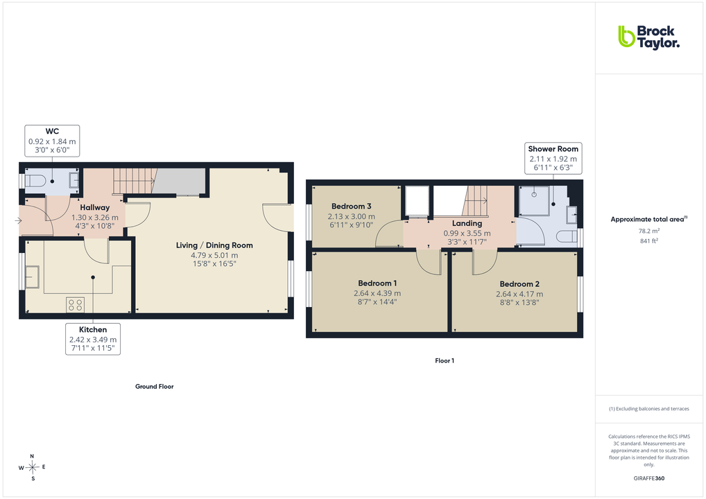 3 bed terraced house for sale in Windrum Close, Horsham, West Sussex - Property floorplan