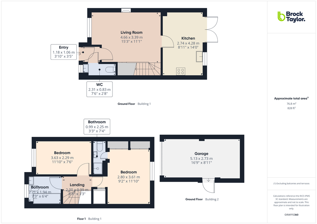 2 bed semi-detached house for sale in Tanbridge Park, Horsham, West Sussex - Property floorplan