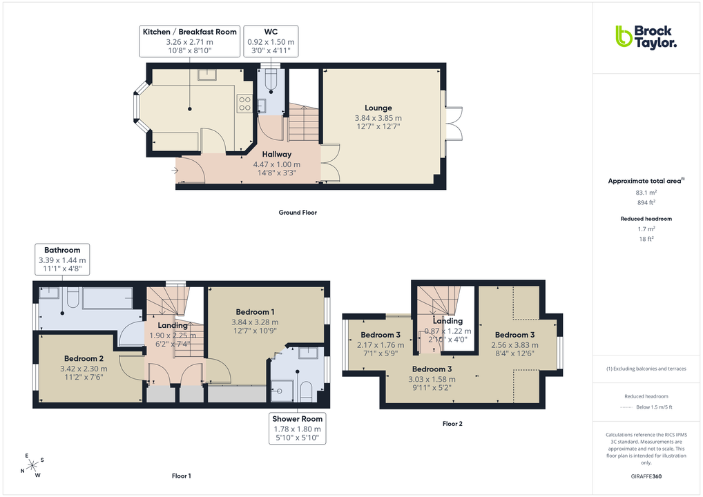 3 bed end of terrace house for sale in 10 Trinity Square, Victoria Street, Horsham - Property floorplan