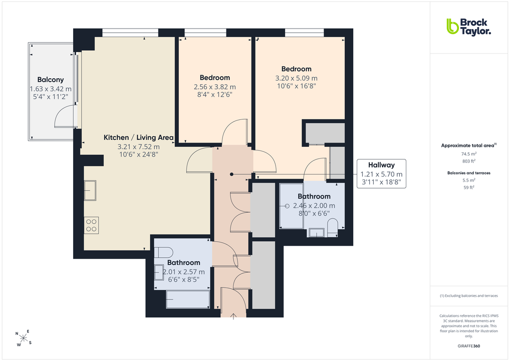 2 bed apartment for sale in The Paperyard East, Worthing Road, Horsham - Property floorplan