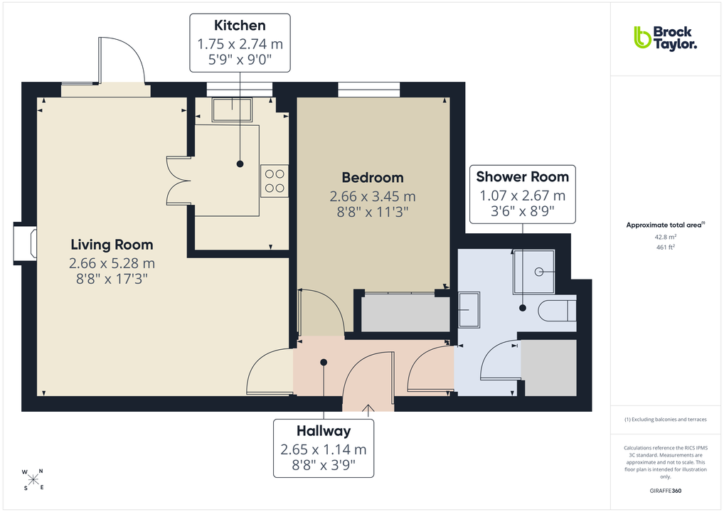 1 bed apartment for sale in Manton Court, Kings Road, Horsham, West Sussex - Property floorplan