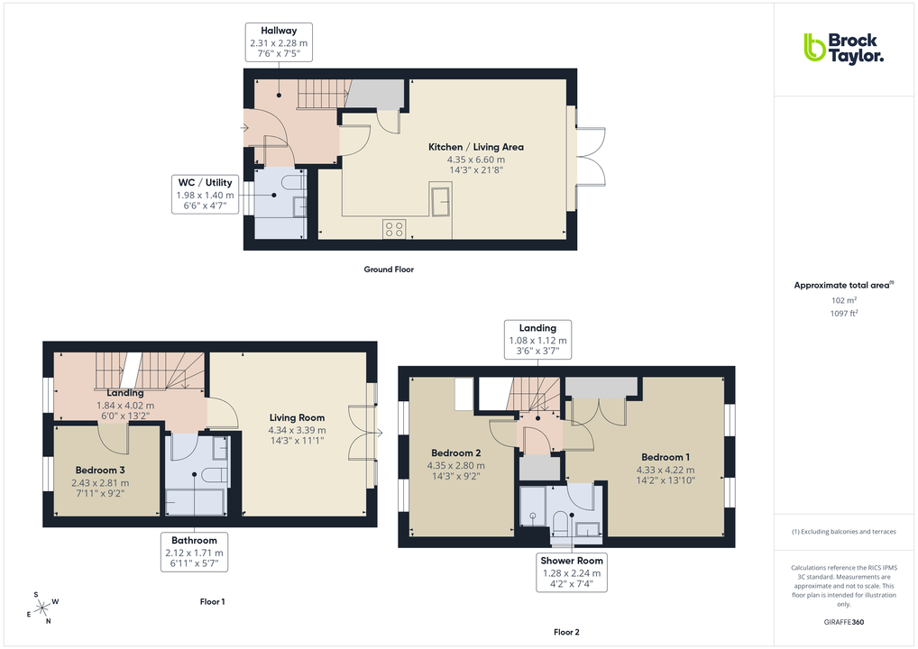 3 bed end of terrace house for sale in Sargent Way, Broadbridge Heath, Horsham, RH12 3TE - Property floorplan