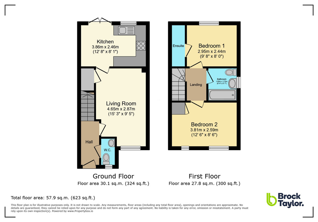 2 bed semi-detached house for sale in Rhodes Way, Billingshurst - Property floorplan