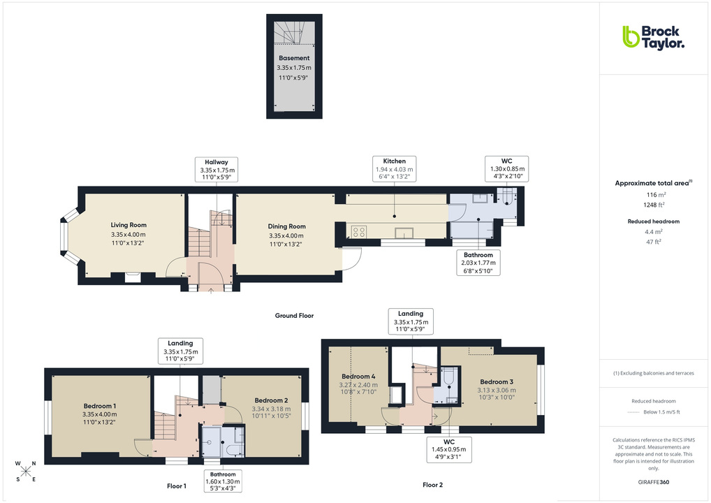 4 bed semi-detached house for sale in Wellington Road, Horsham - Property floorplan