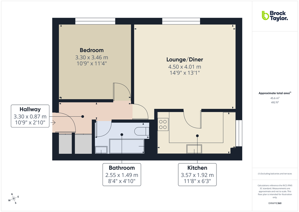 1 bed apartment for sale in Arrancourt, Gilligan Close, Horsham - Property floorplan