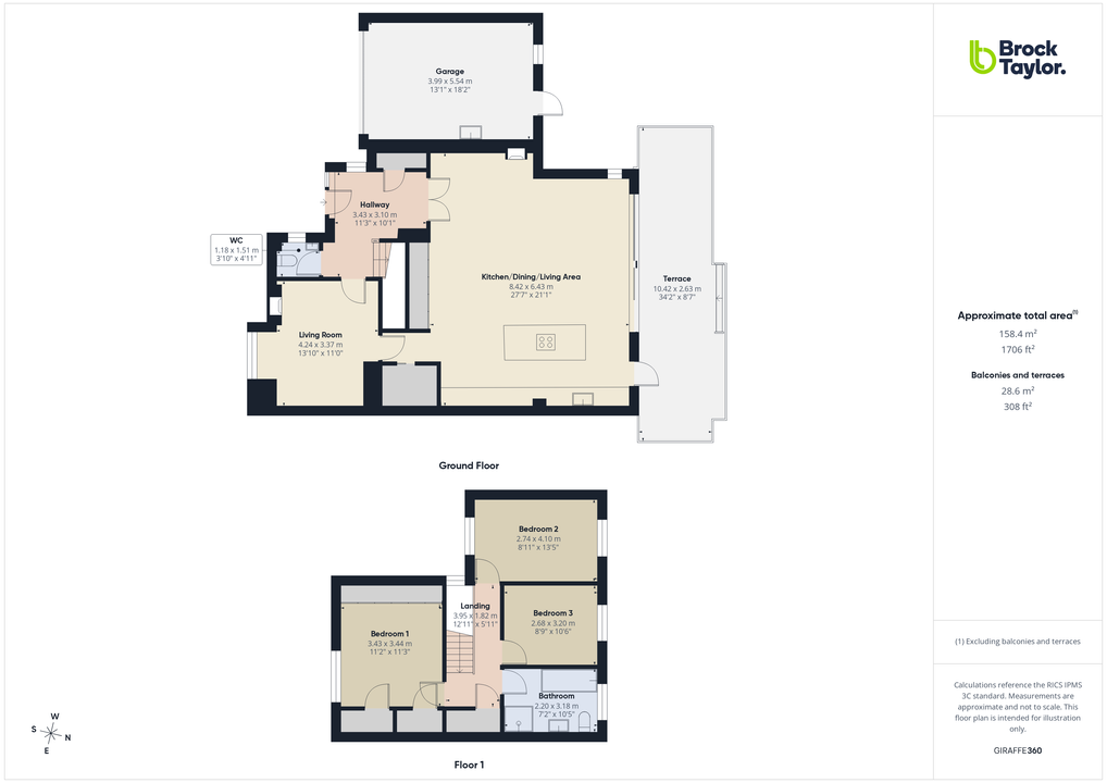 3 bed house for sale in Buttermere Close, Horsham, RH12 4GP - Property floorplan