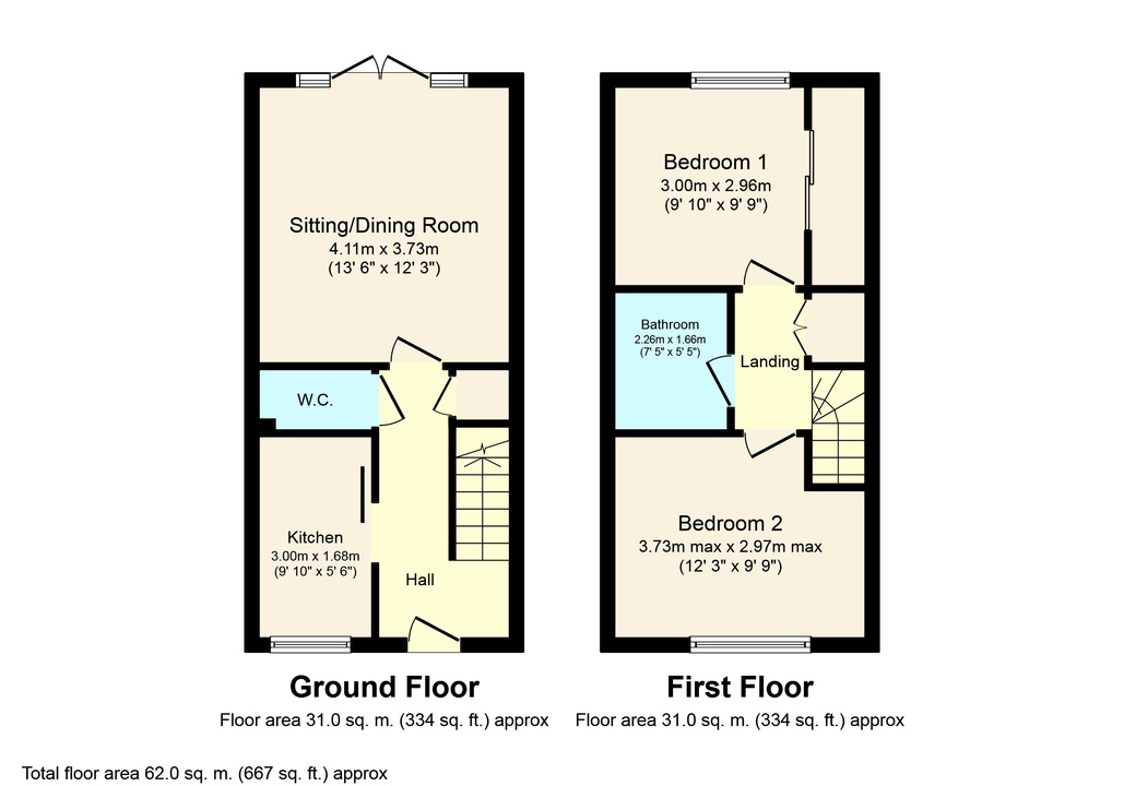 2 bed terraced house for sale in Arundale Walk, Horsham - Property floorplan