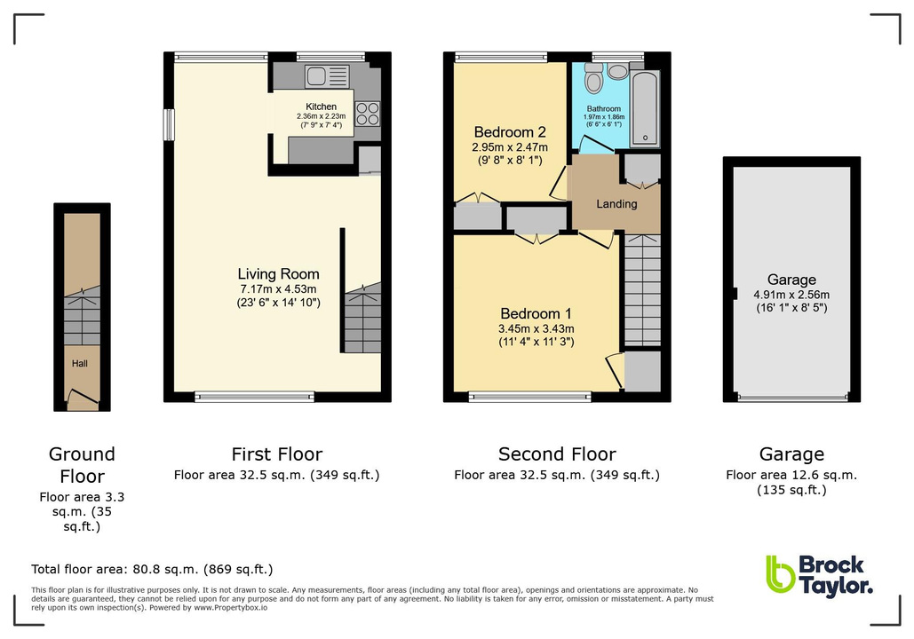 2 bed maisonette for sale in Cotswold Court, Horsham - Property floorplan