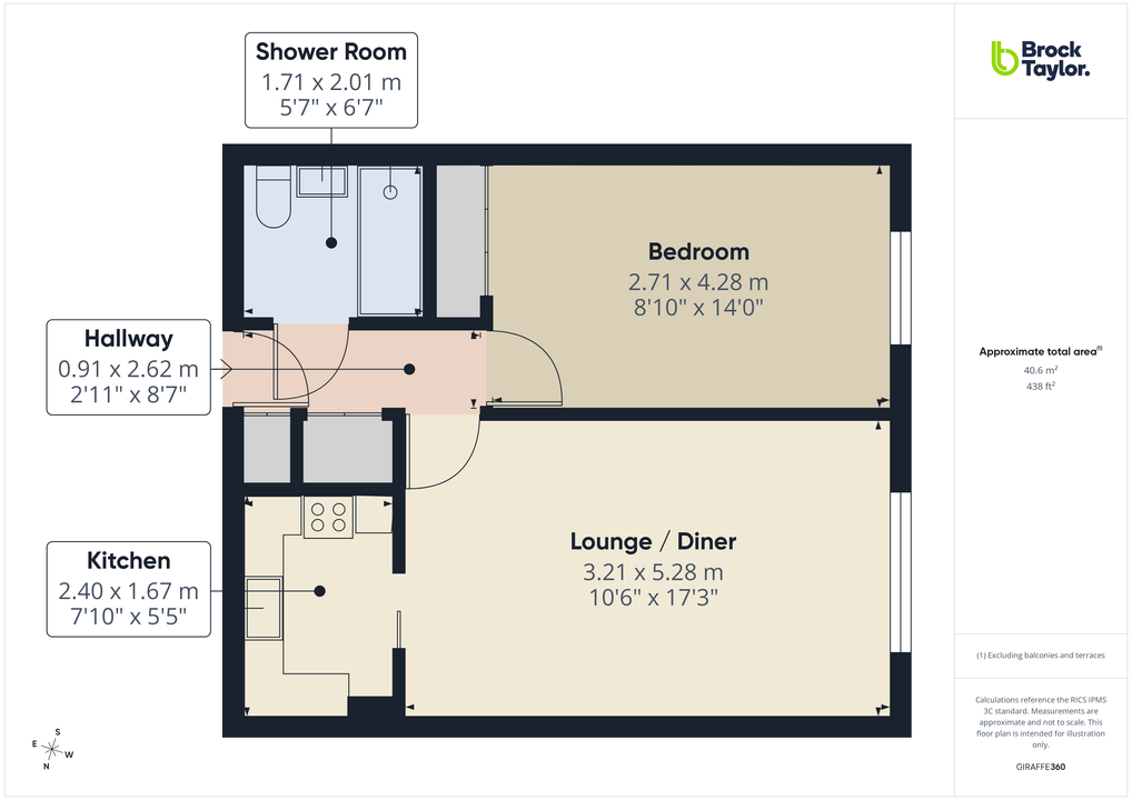 1 bed apartment for sale in Jasmine Court, Horsham, West Sussex - Property floorplan