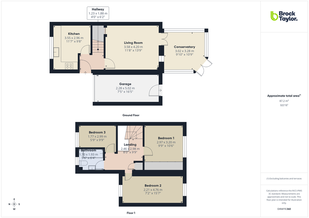 3 bed end of terrace house for sale in Roffye Court, Crawley Road, Horsham, West Sussex - Property floorplan