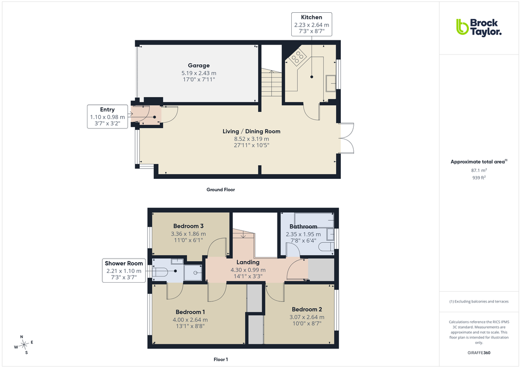 3 bed semi-detached house for sale in Bakers Close, Southwater, Horsham - Property floorplan