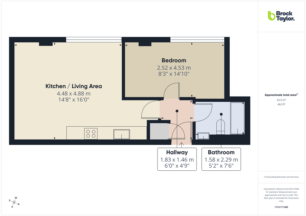 1 bed apartment for sale in Holmes Park, North Street, Horsham - Property floorplan