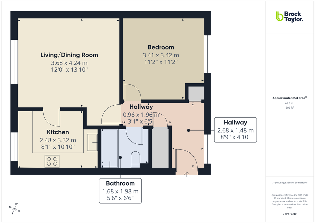 1 bed apartment for sale in Greenacres, North Parade, Horsham, West Sussex - Property floorplan