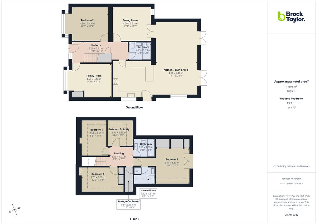 5 bed for sale in Hillside, Horsham - Property floorplan