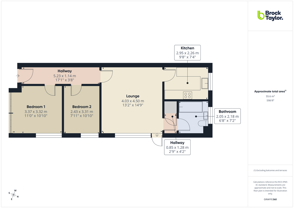 2 bed apartment for sale in North Ash, Hawthorn Close, Horsham, RH12 2BW - Property floorplan