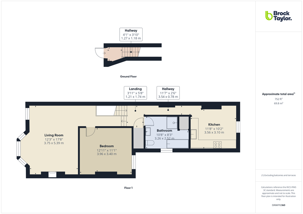1 bed apartment for sale in Wellington Road, Horsham - Property floorplan