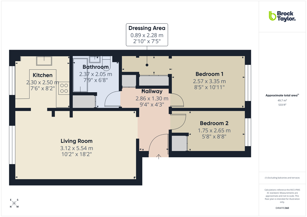 2 bed apartment for sale in Wallis Way, Horsham - Property floorplan