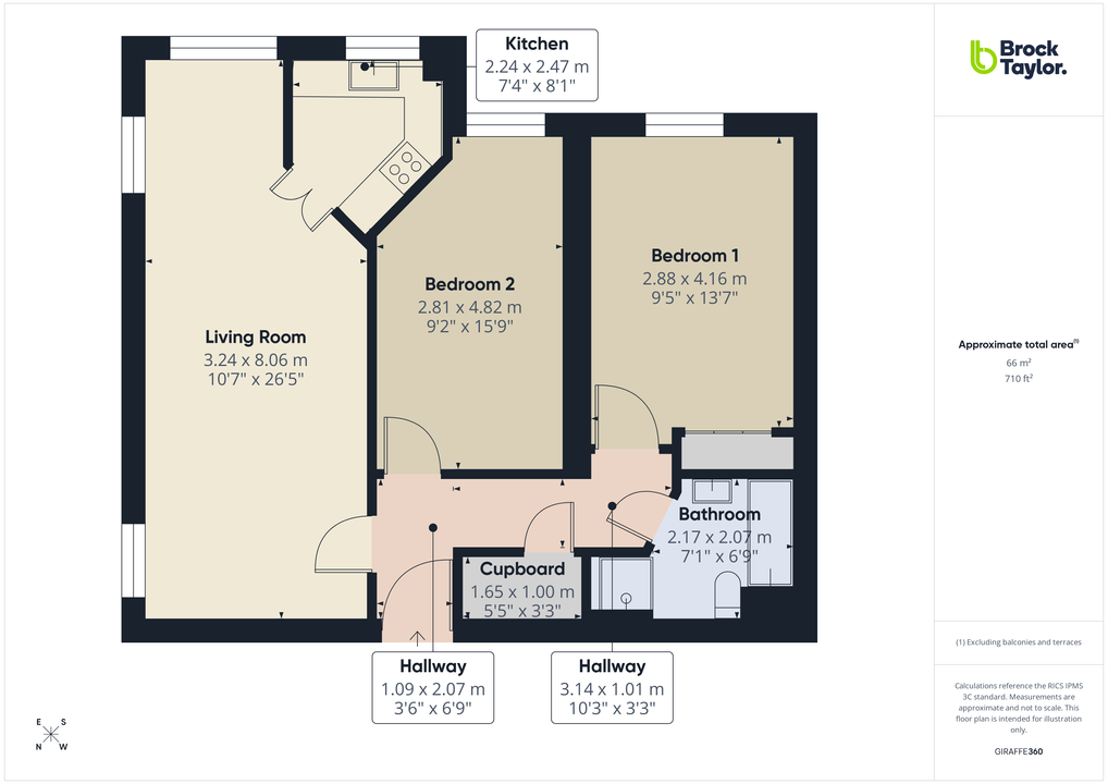 2 bed for sale in Manton Court, Kings Road, Horsham, West Sussex - Property floorplan