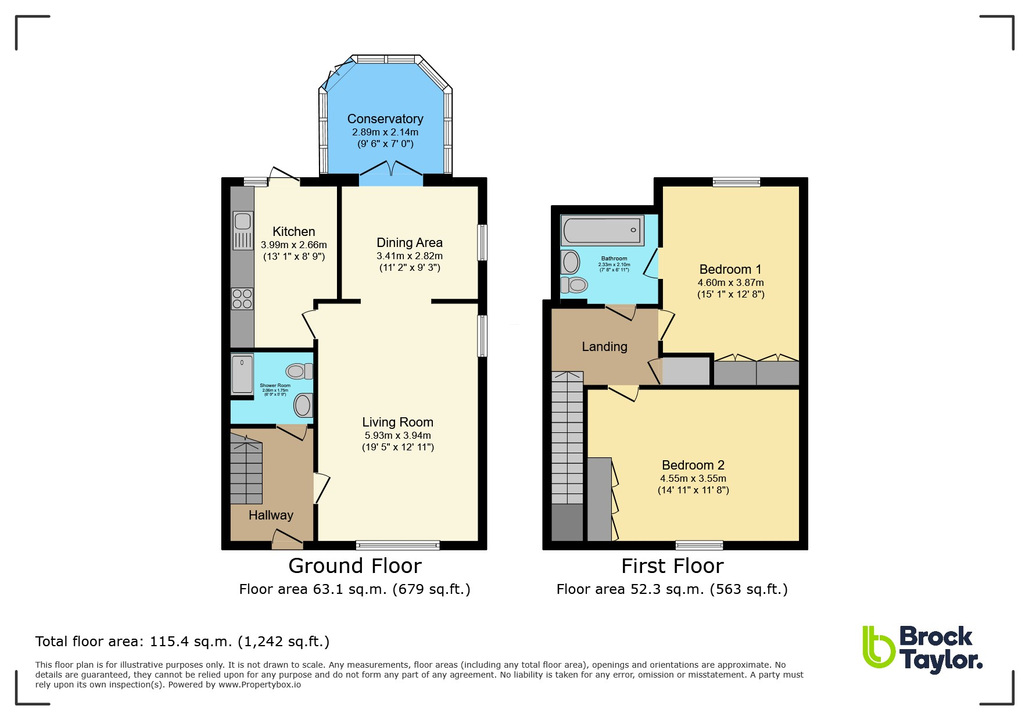 2 bed end of terrace house for sale in Bluecoat Pond, Christs Hospital - Property floorplan