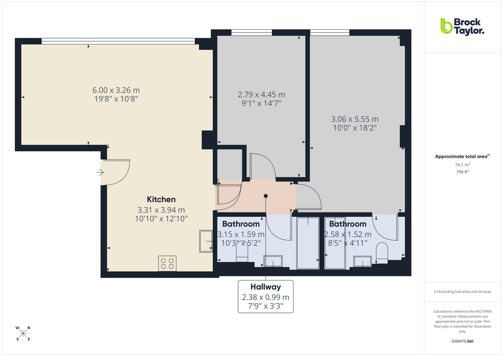 2 bed apartment for sale in Holmes Park, North Street, Horsham, West Sussex - Property floorplan
