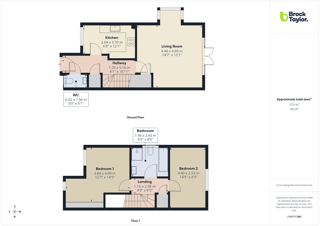2 bed semi-detached house for sale in Stillwell Way, Faygate, Horsham - Property floorplan