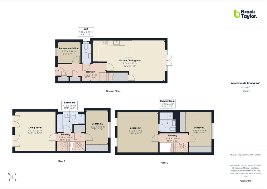 4 bed terraced house for sale in Parsonage Road, Horsham, West Sussex - Property floorplan